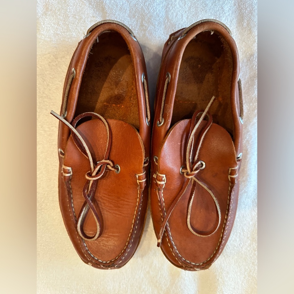 Men’s L.L. Bean Classic Brown Leather Double Sole Moccasin Slippers Size 6